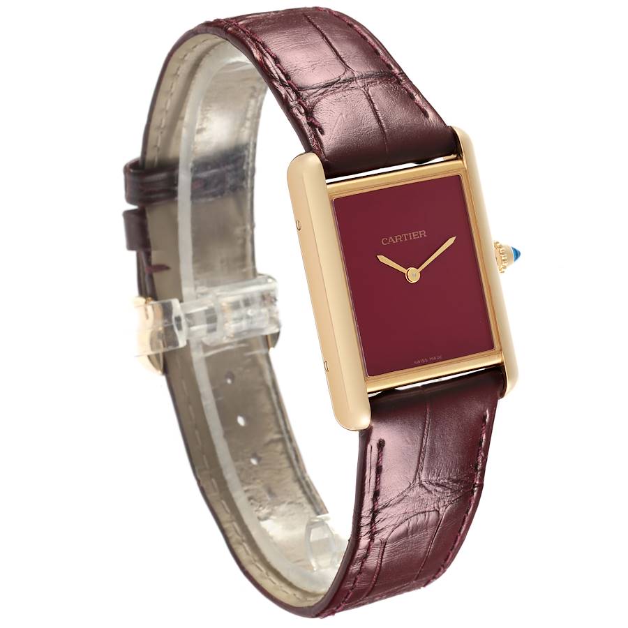 Cartier Tank Louis Large Yellow Gold Burgundy Dial Mens Watch WGTA0190
