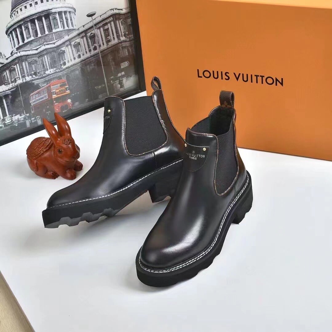Louis Vuitton Lv Beaubourg Ankle Boots Smooth Leather Black 1A8949