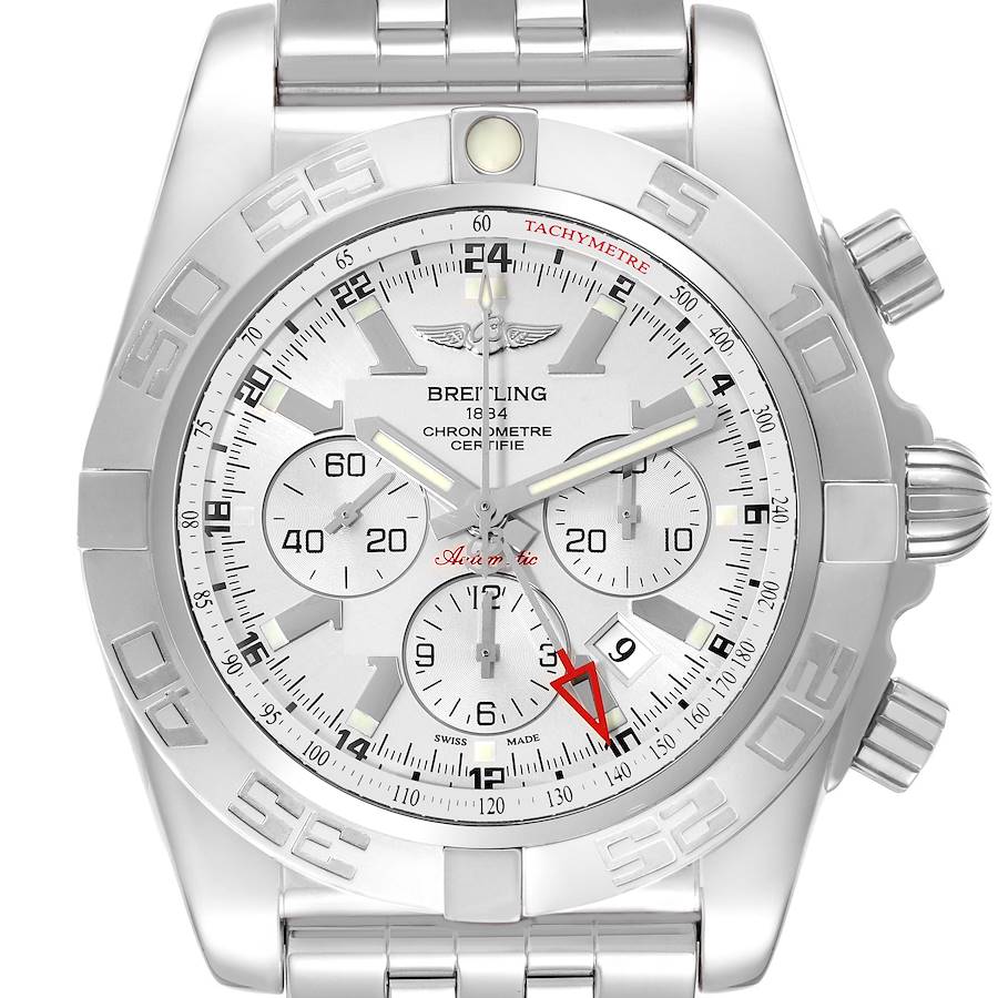 Breitling Chronomat GMT Steel Silver Dial Mens Watch AB0410