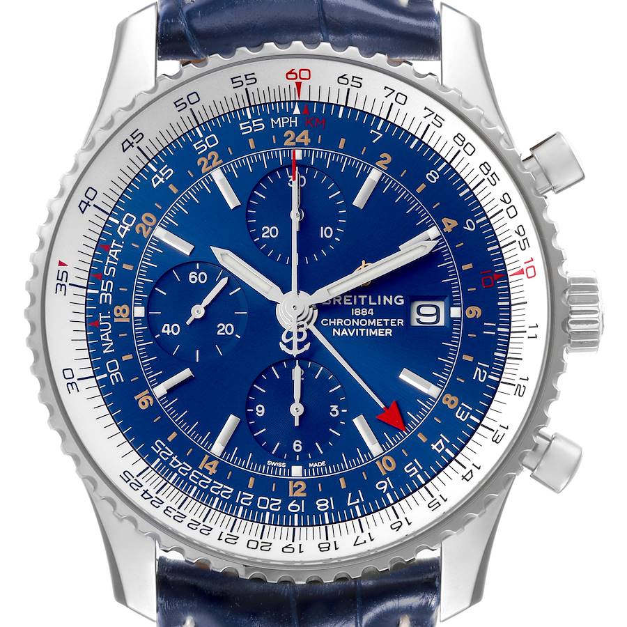 Breitling Navitimer World Blue Dial Steel Mens Watch A24322