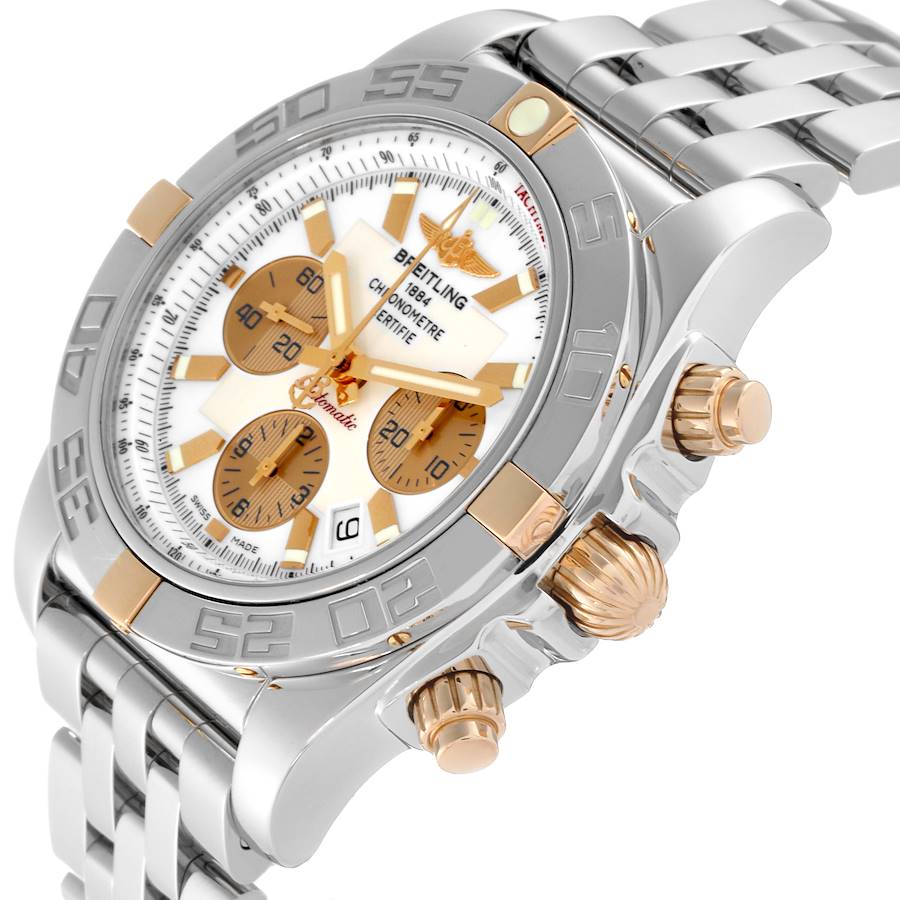 Breitling Chronomat White Dial Steel Rose Gold Mens Watch IB0110