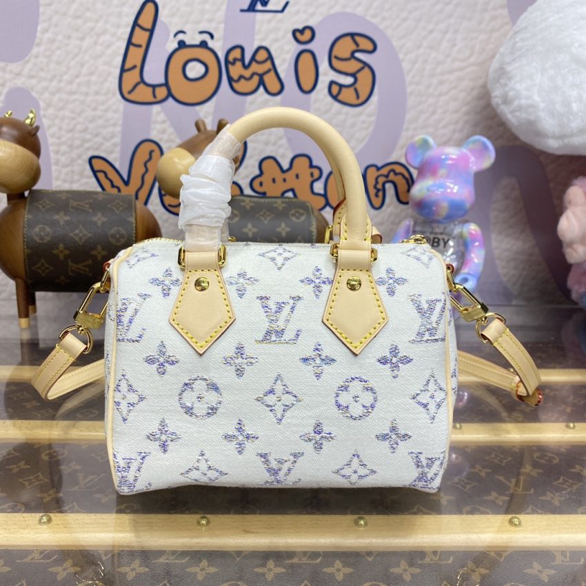 Replica Louis Vuitton Speedy Bandouliere 20 White Grey