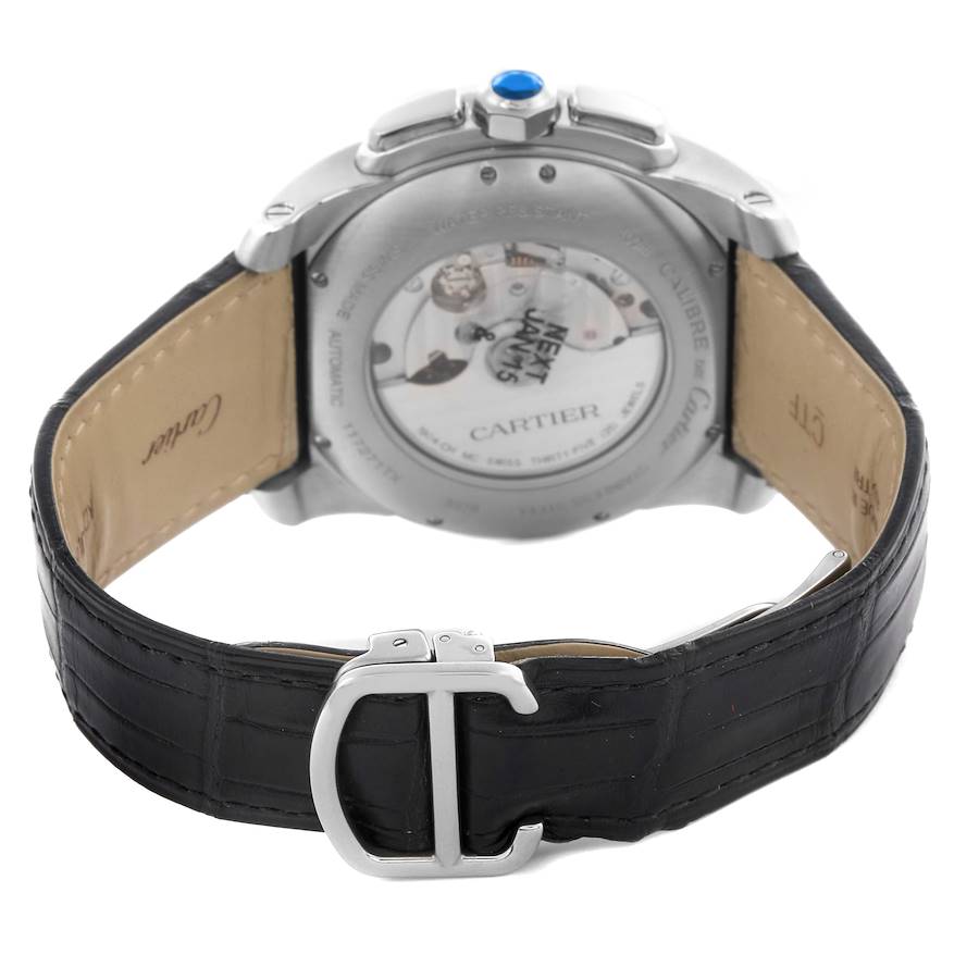 Cartier Calibre Chronograph Black Dial Steel Mens Watch W7100060 Paper