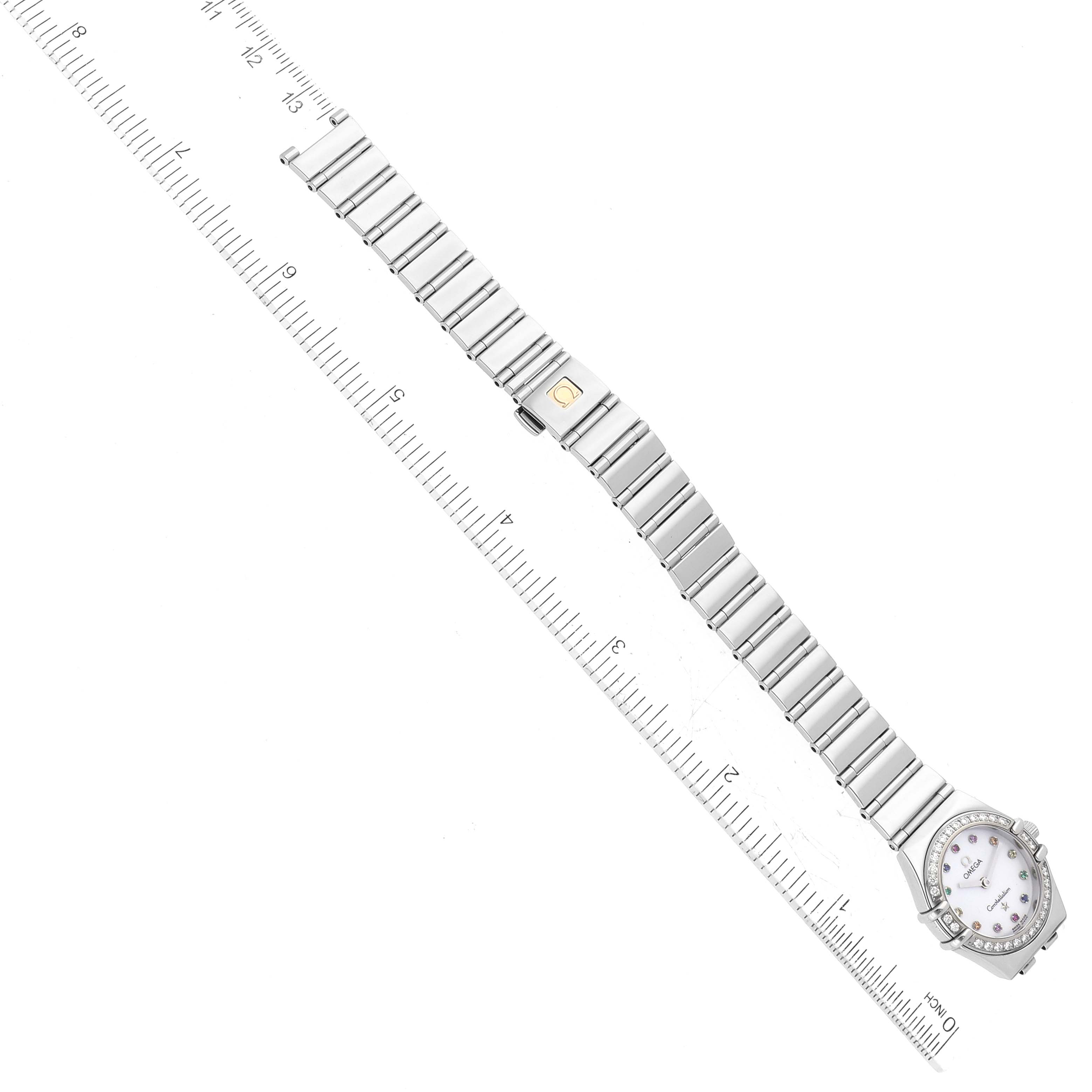 Omega Constellation Iris Steel Multi Stone Mother Of Pearl Dial Ladies Watch 22.5 MM 1465.79.00