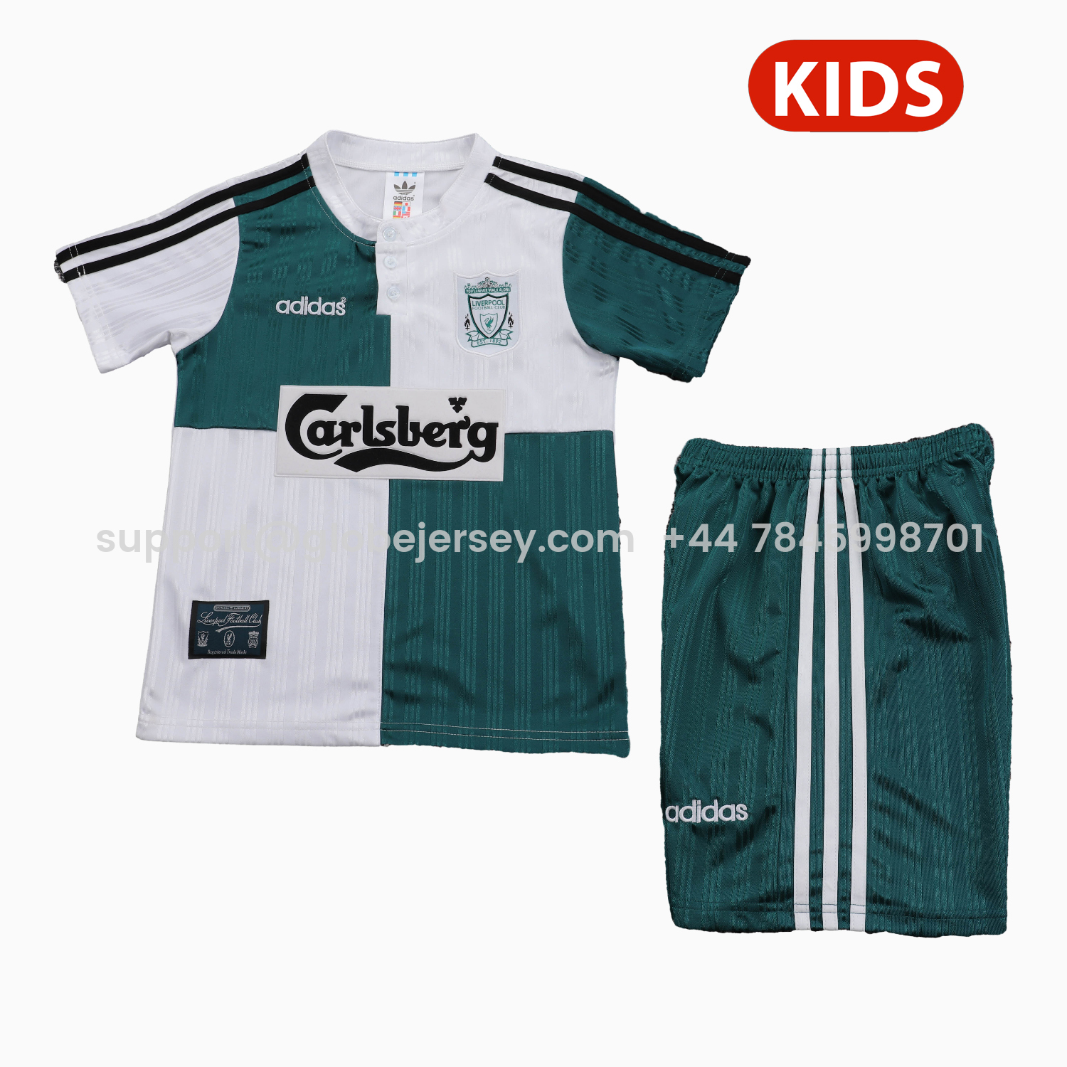 Retro Liver.pool 1995-96 Away White And Green Kids Kit