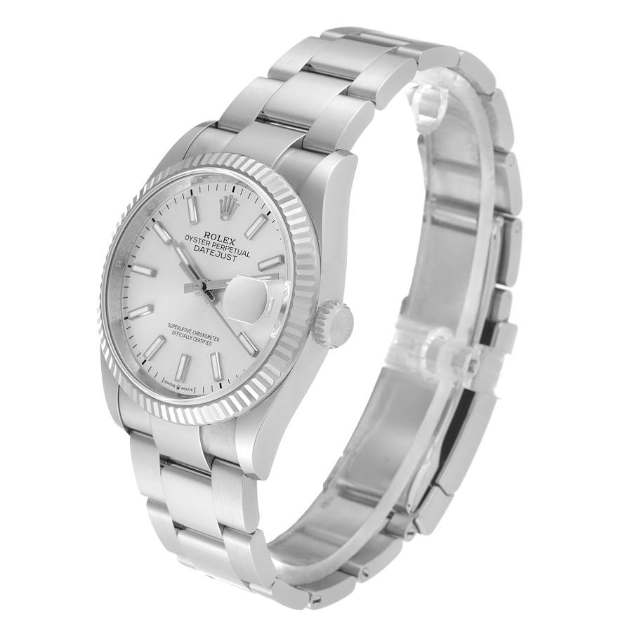 Rolex Datejust Steel White Gold Silver Dial Mens Watch 126234
