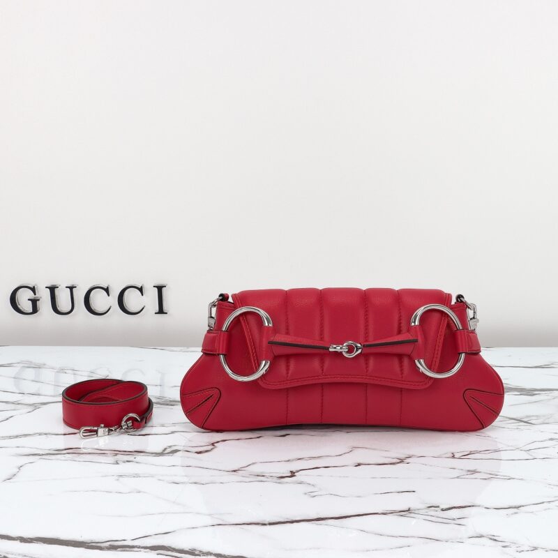 Replica Gucci Horsebit Chain Shoulder Bag Red