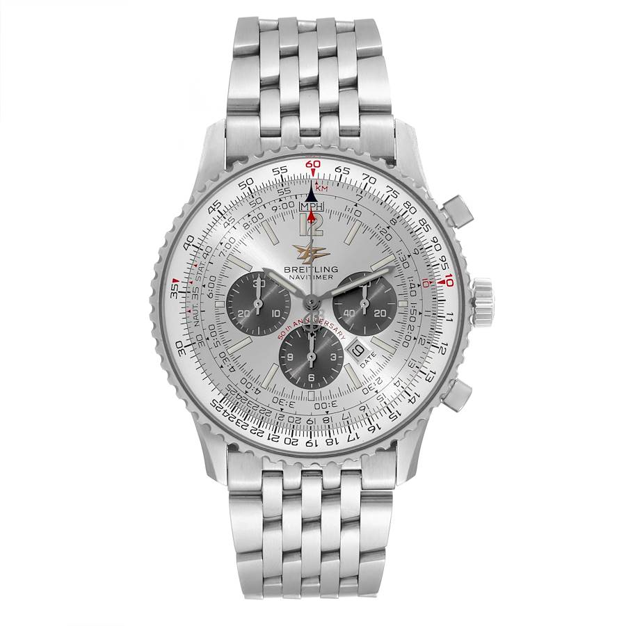 Breitling Navitimer 50th Anniversary Silver Dial Mens Watch A41322
