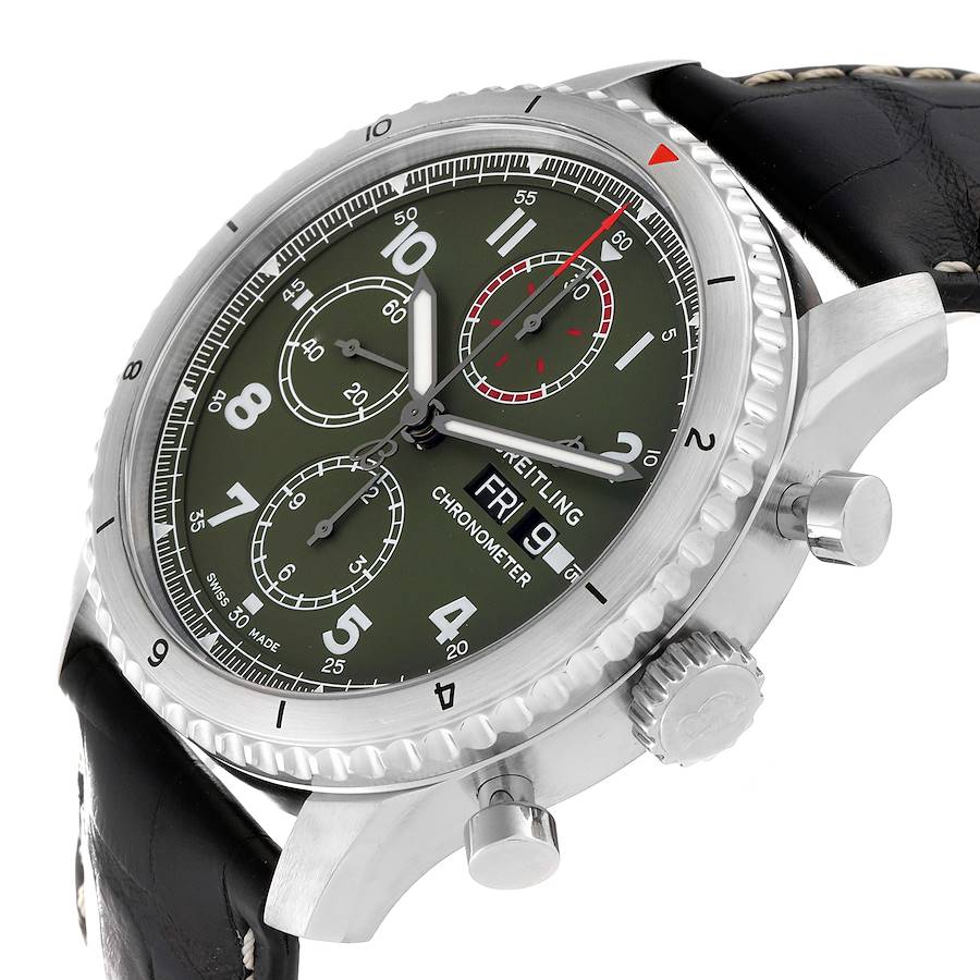 Breitling Aviator 8 Curtiss Warhawk Green Dial Steel Mens Watch A13316