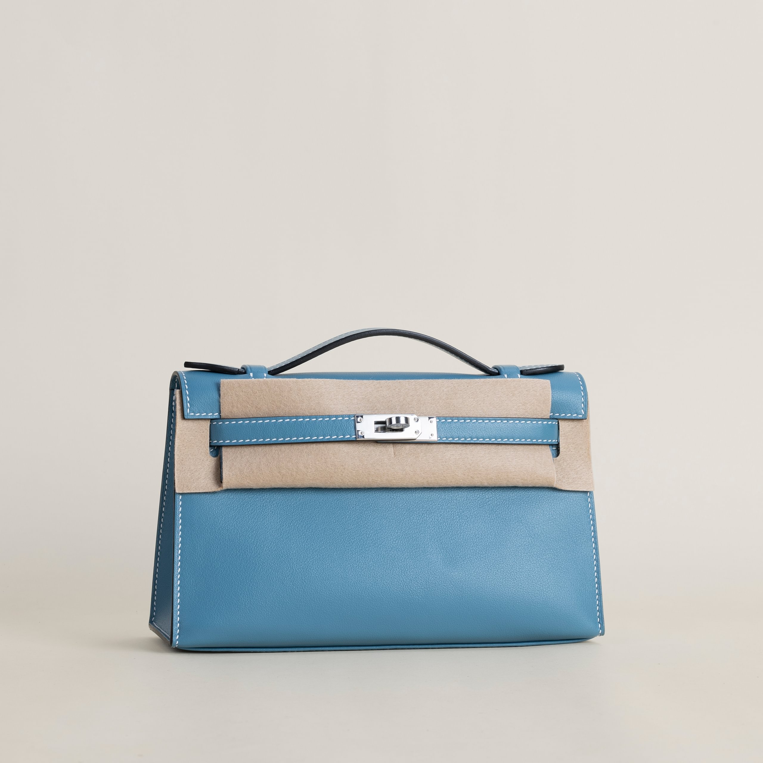 Kelly pochette swift new blue jean PHW