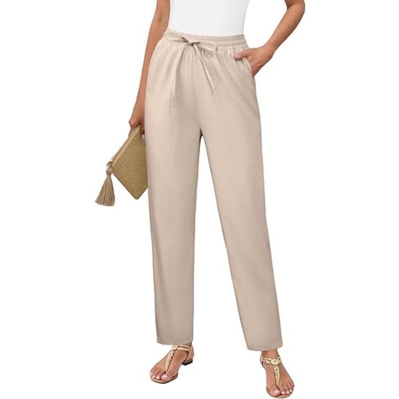 Womens Cropped Linen Pants