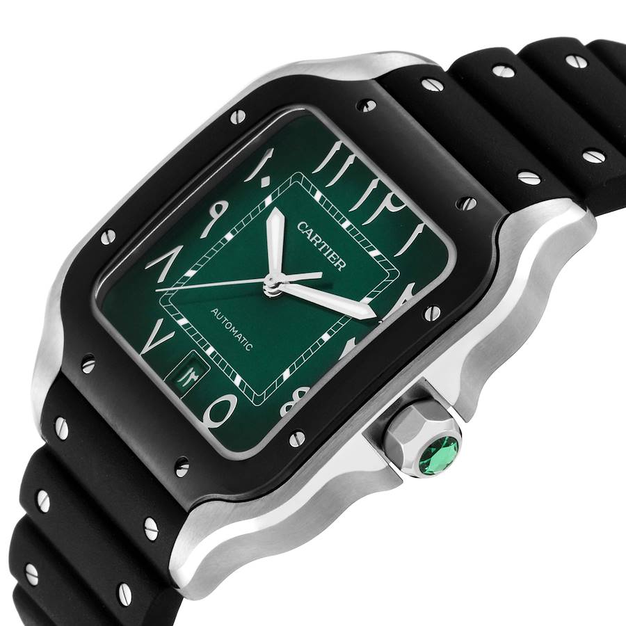 Cartier Santos de Cartier Green Arabic Dial Steel Mens Watch WSSA0055