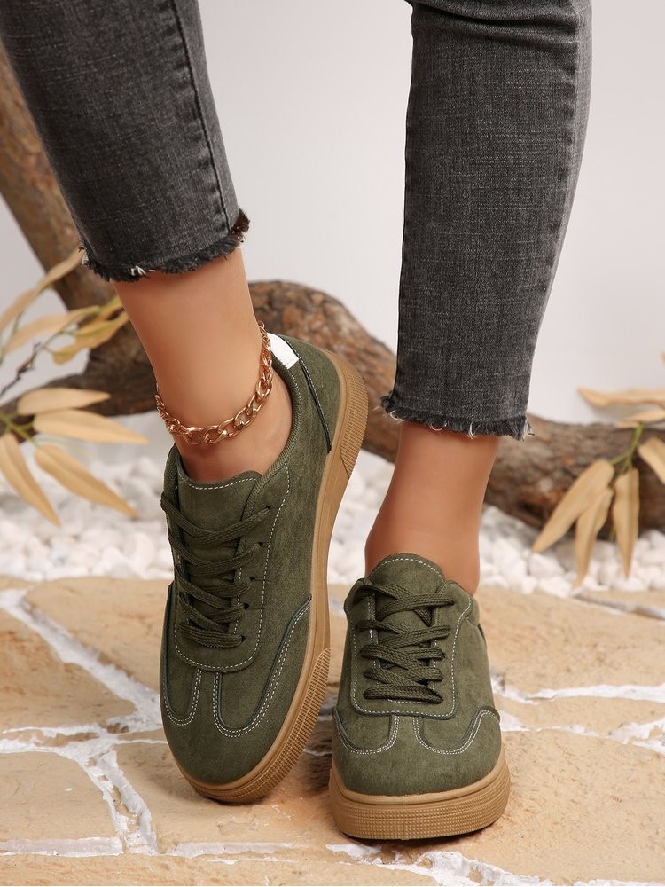 Solid Color Tie-wrap Leisure Sneaker