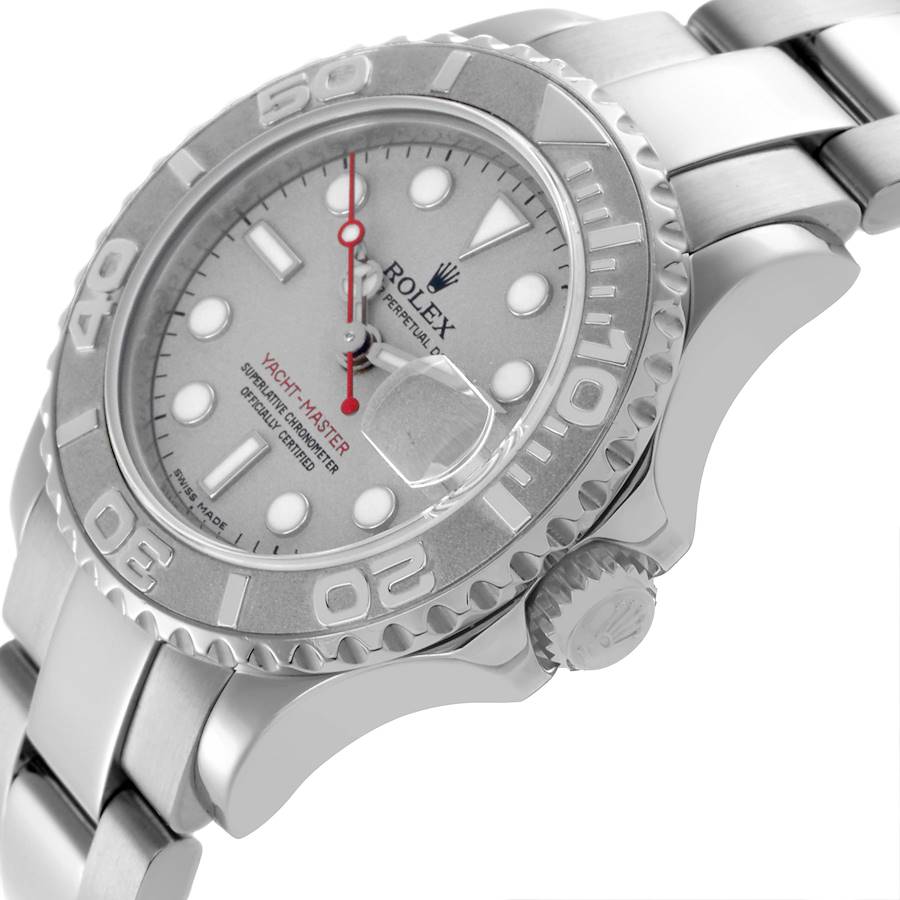 Rolex Yachtmaster 29 Steel Platinum Dial Bezel Ladies Watch 169622