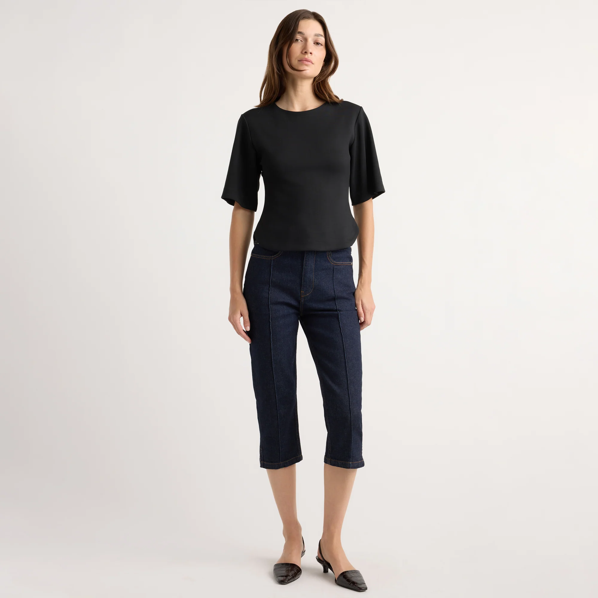 Reem Sculpted Curved-Hem Tee