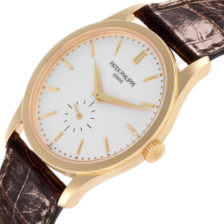 Patek Philippe Calatrava Yellow Gold Silver Dial Mens Watch 5196J