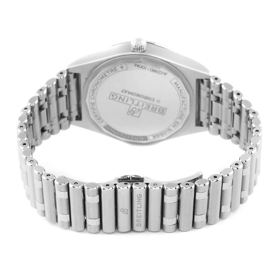 Breitling Chronomat Green Dial Steel Diamond Ladies Watch A10380