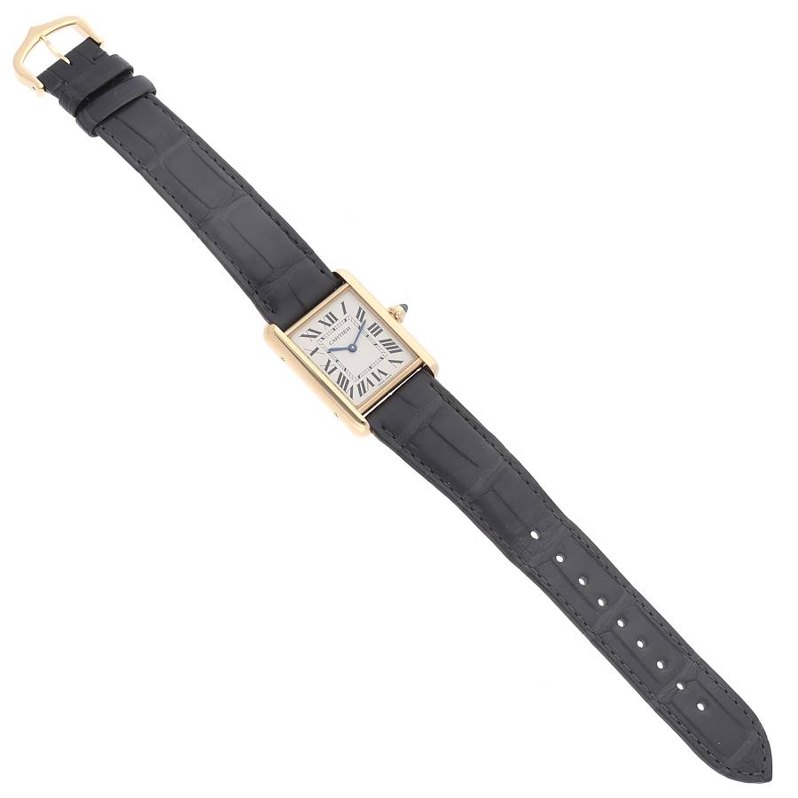 Cartier Tank Louis Yellow Gold Silver Dial Mens Watch WGTA0067 Card