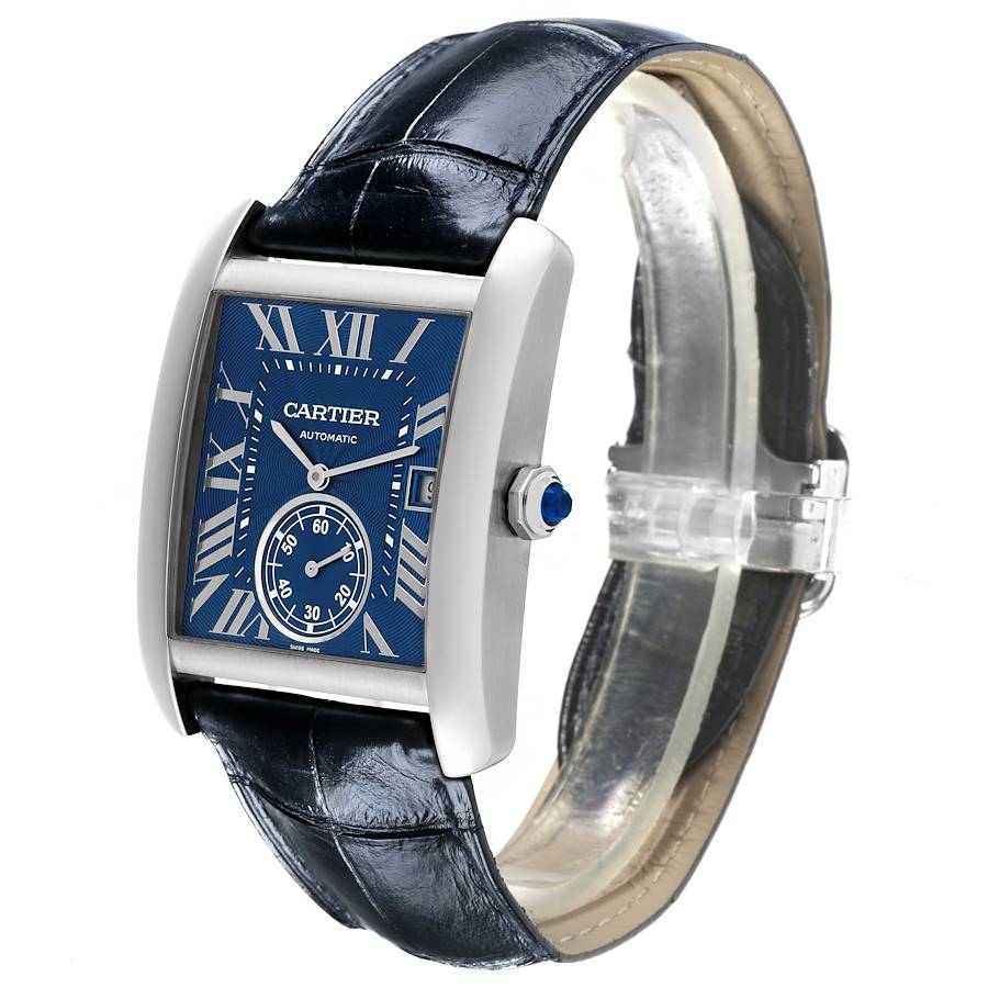 Cartier Tank MC Blue Dial Automatic Steel Mens Watch WSTA0010 Card