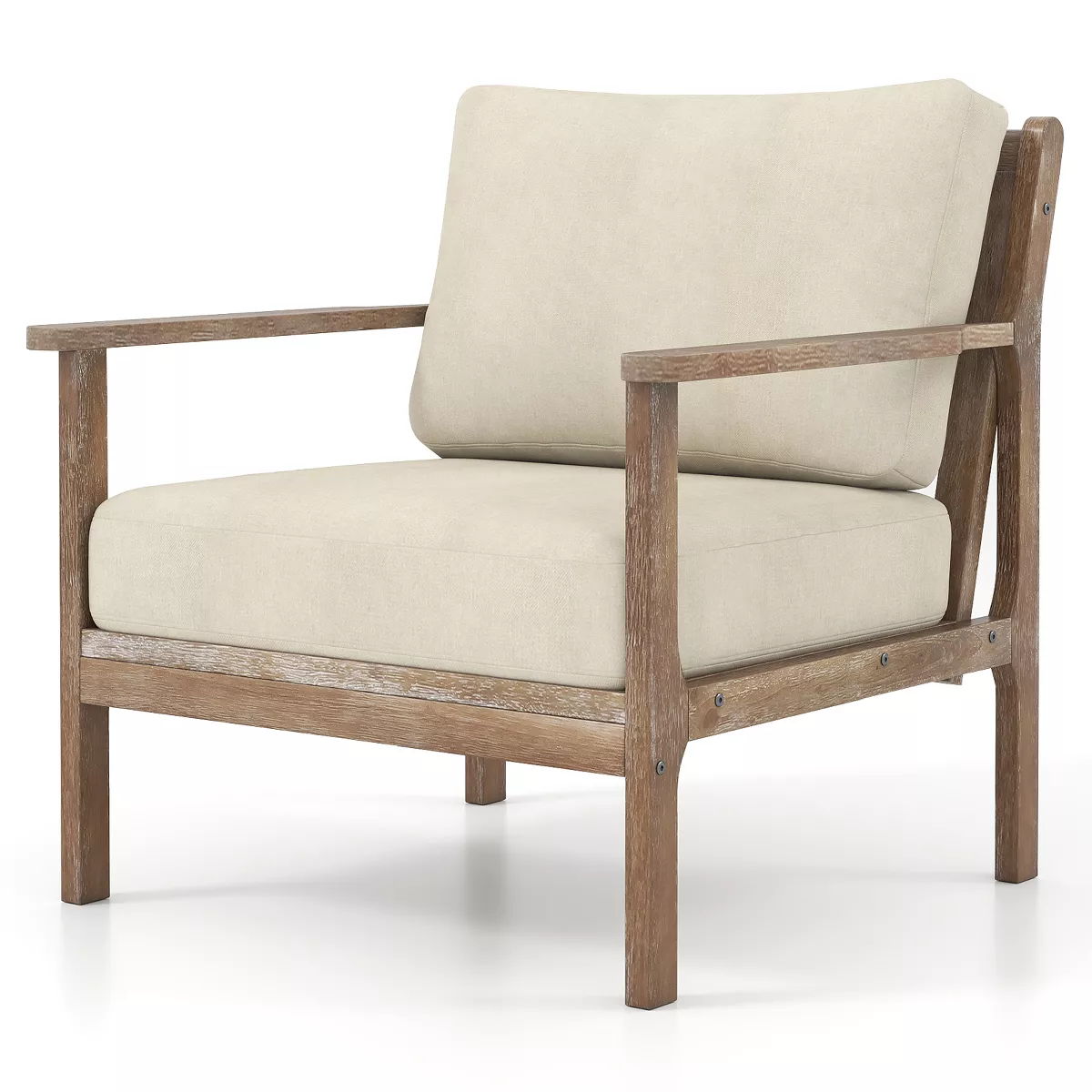 Modern Upholstered Lounge Chair with Solid Wood Frame