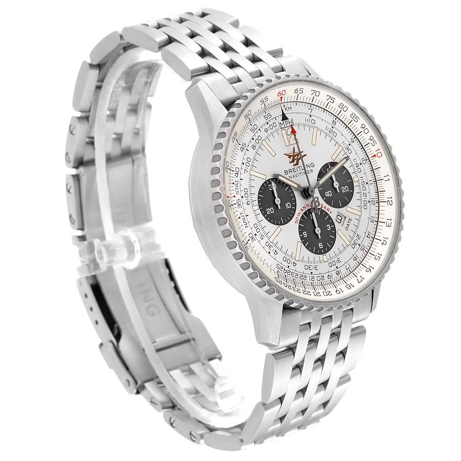 Breitling Navitimer 50th Anniversary Silver Dial Mens Watch A41322