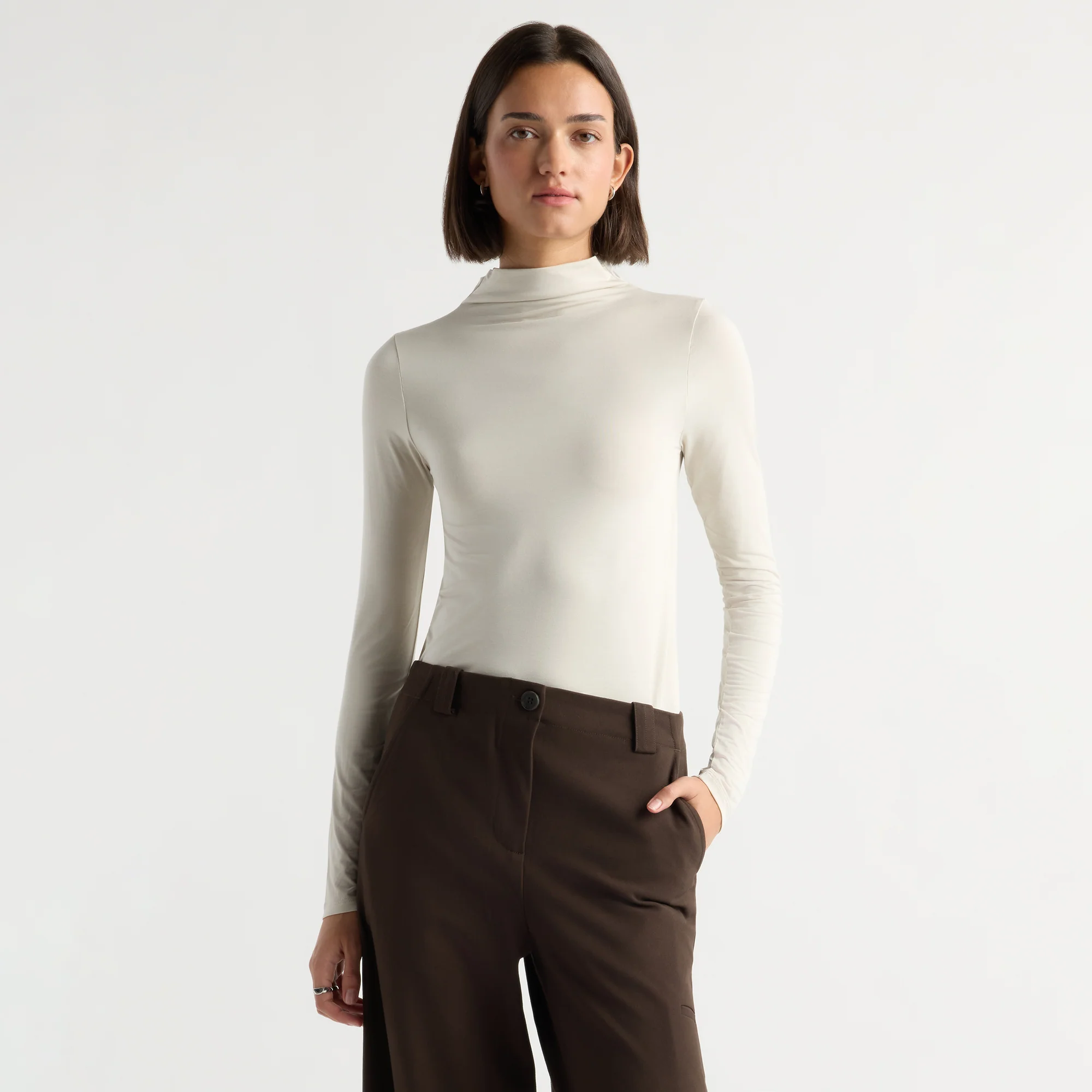 Ava Mock-Neck Long-Sleeve Tee