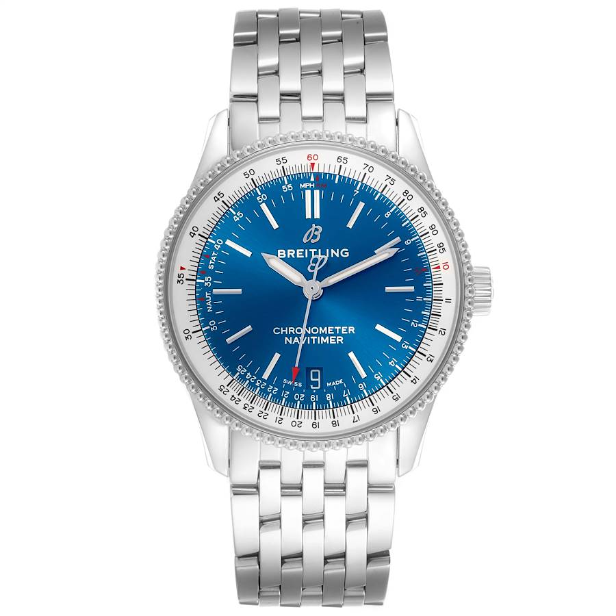 Breitling Navitimer 38 Automatic Blue Dial Steel Mens Watch A17325
