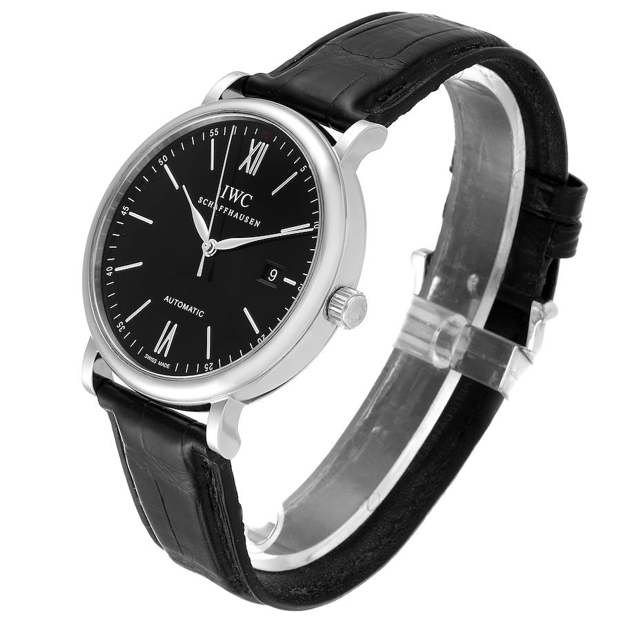 IWC Portofino Black Dial Automatic Steel Mens Watch IW356502