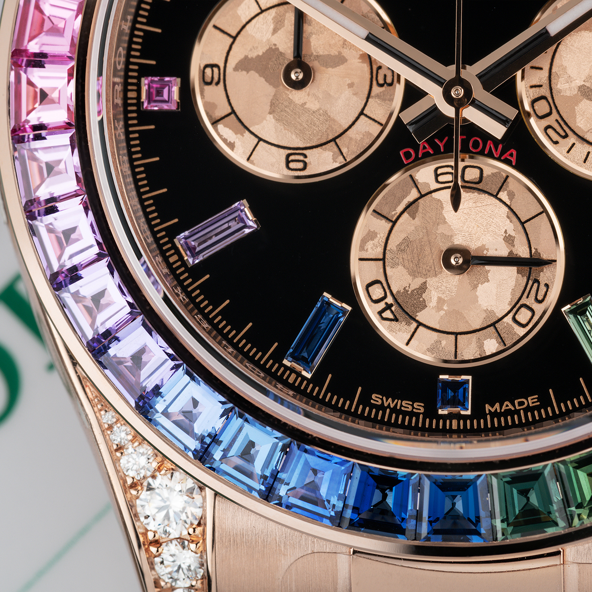 Rolex Cosmograph Daytona 116595RBOW 40mm Everose Gold Rainbow Sapphire Watch