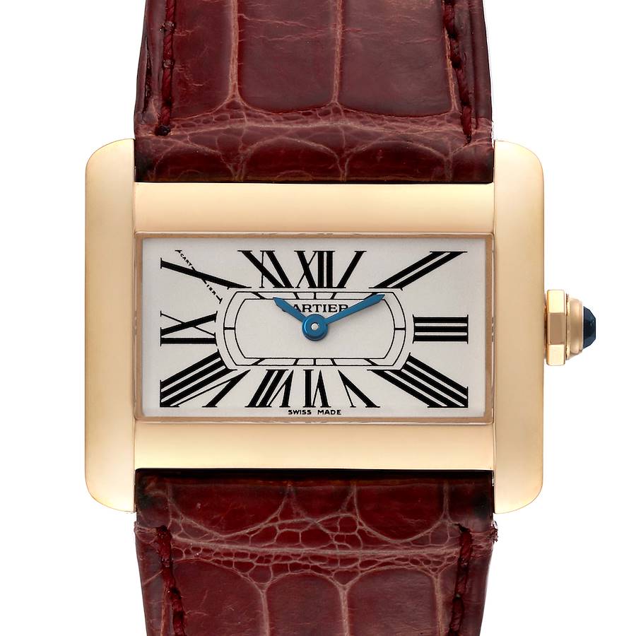 Cartier Tank Divan Mini Yellow Gold Red Strap Ladies Watch W6300356