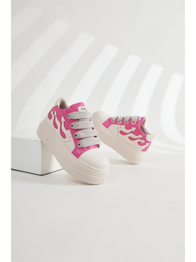 Colorblock Flame PU Patchwork Platform Sneaker