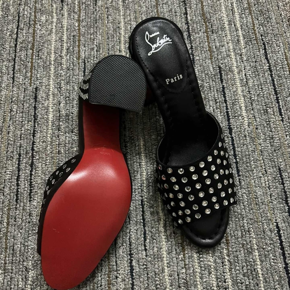 Christian Louboutin Jane 85 Black Strass Mules 1240729T023