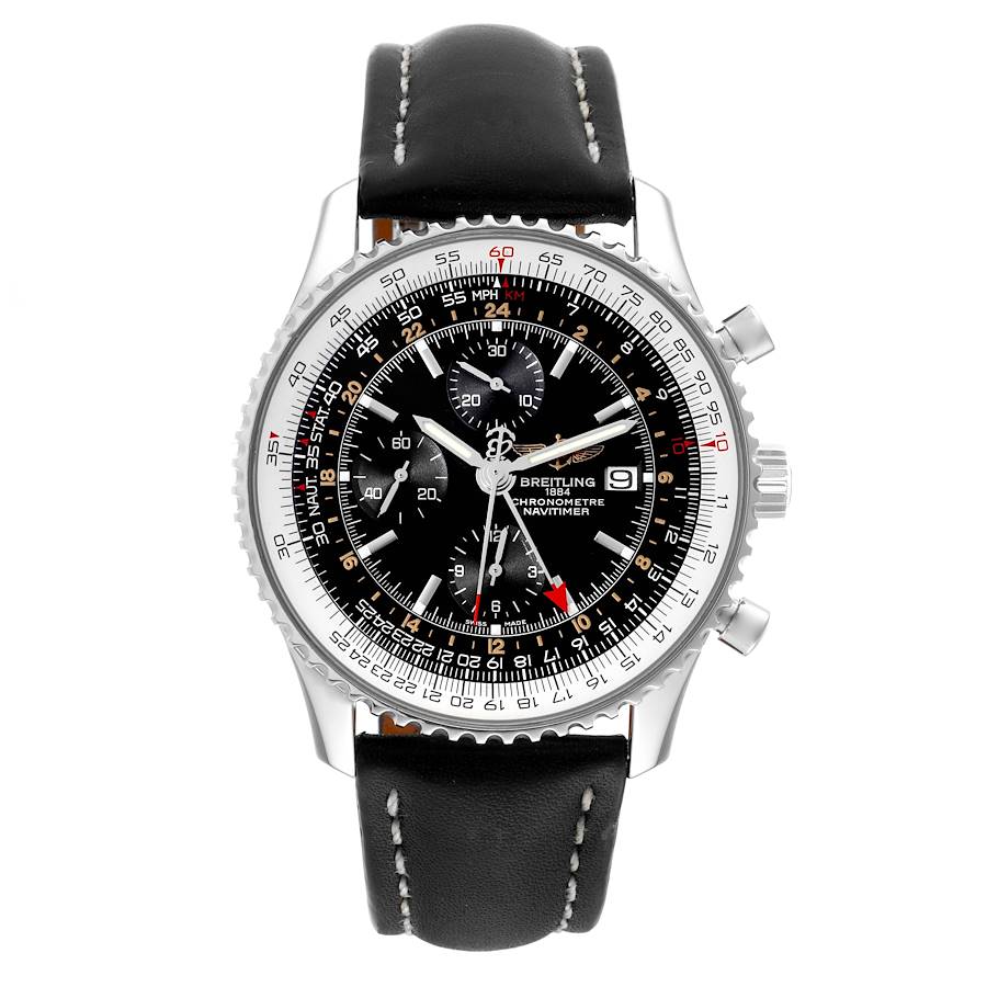 Breitling Navitimer World Black Dial Steel Mens Watch A24322
