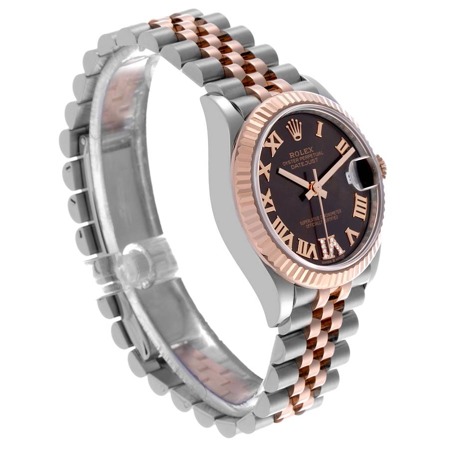 Rolex Datejust 31 Midsize Steel Rose Gold Brown Diamond Dial Ladies Watch 278271