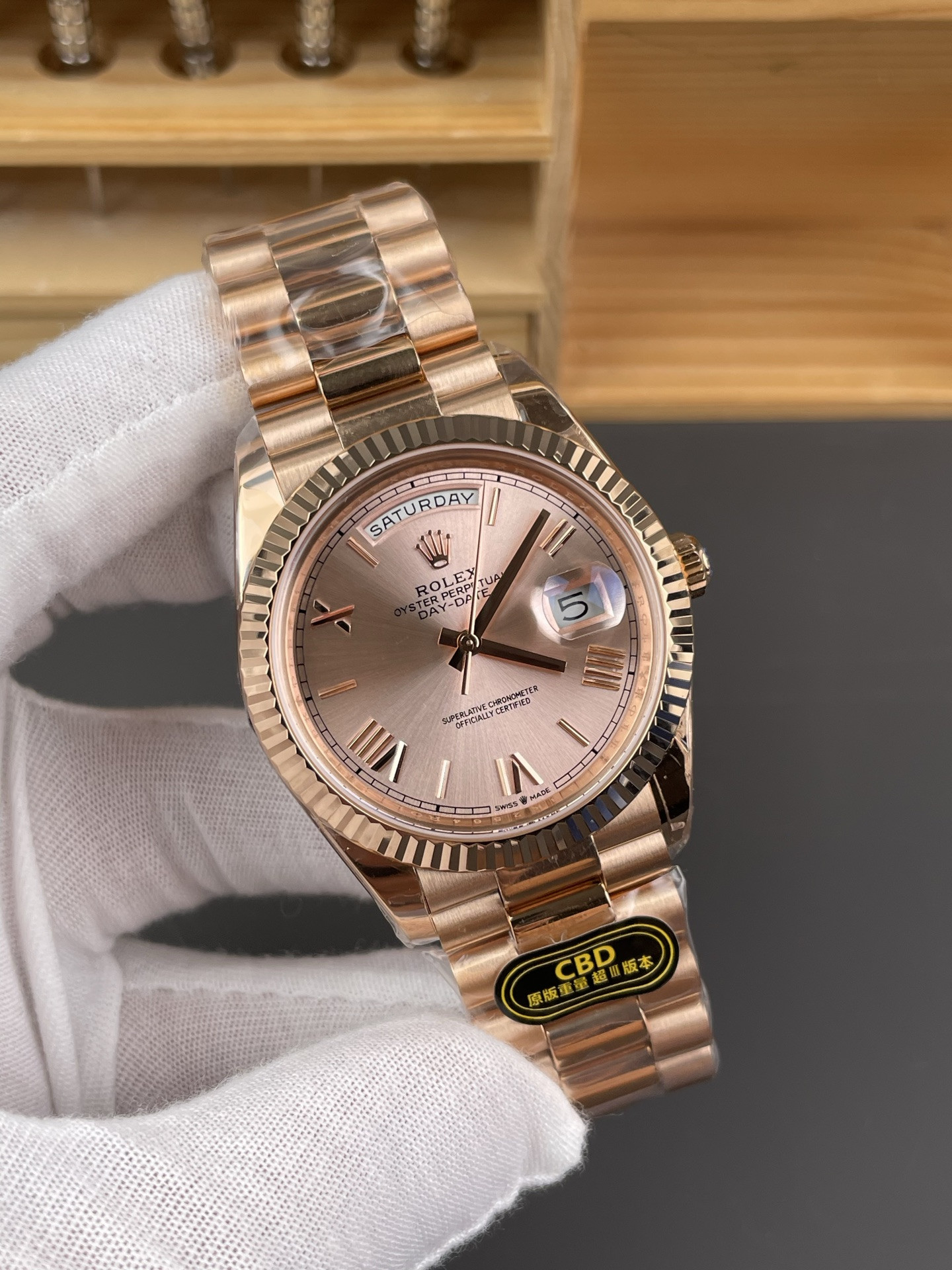 Day-Date Rose Gold Champagne Roman Dial