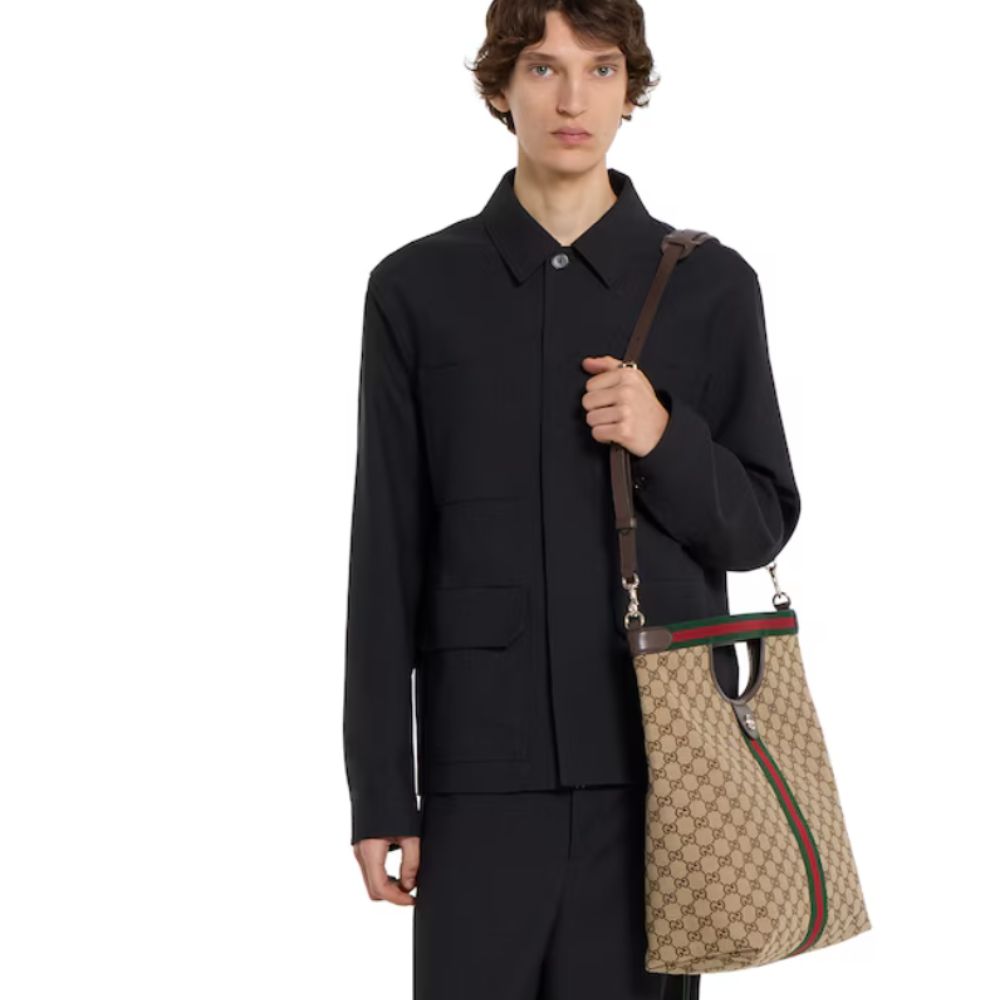 Gucci Giglio Large Tote Bag Beige And Brown GG Canvas 36Cm 865452 FAFZE 9871