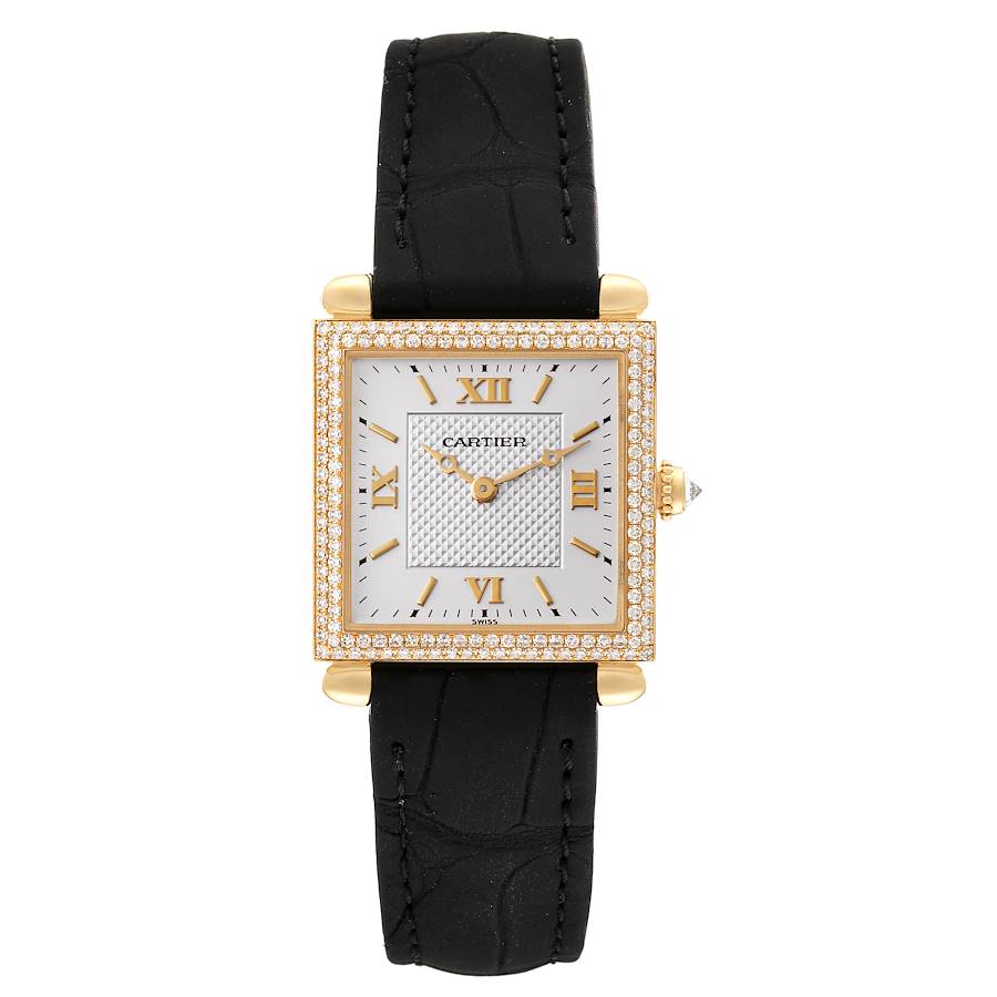 Cartier Tank Obus 18k Yellow Gold Diamond Ladies Watch WB800351