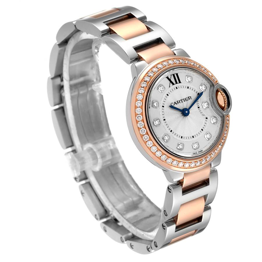 Cartier Ballon Bleu Steel Rose Gold Diamond Ladies Watch W3BB0009