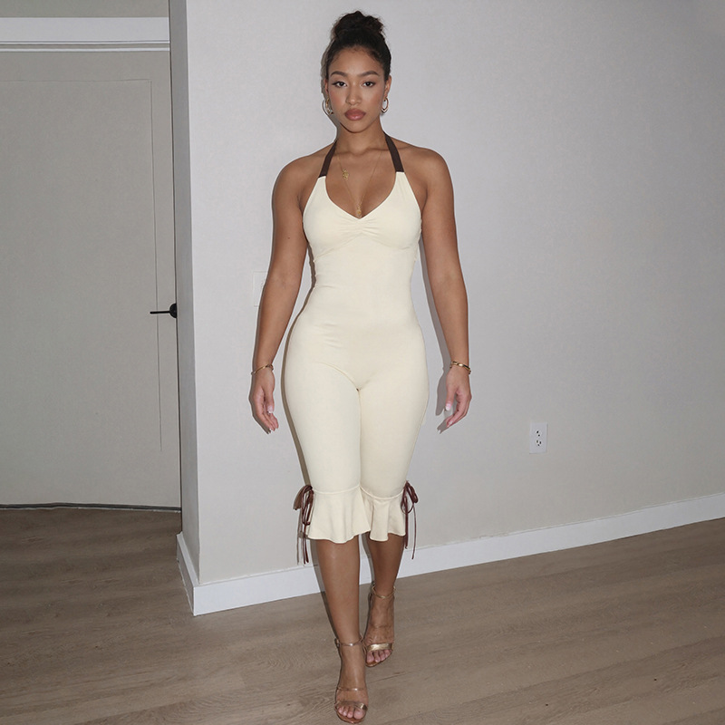 Women Spring Halter Neck Sexy Jumpsuit