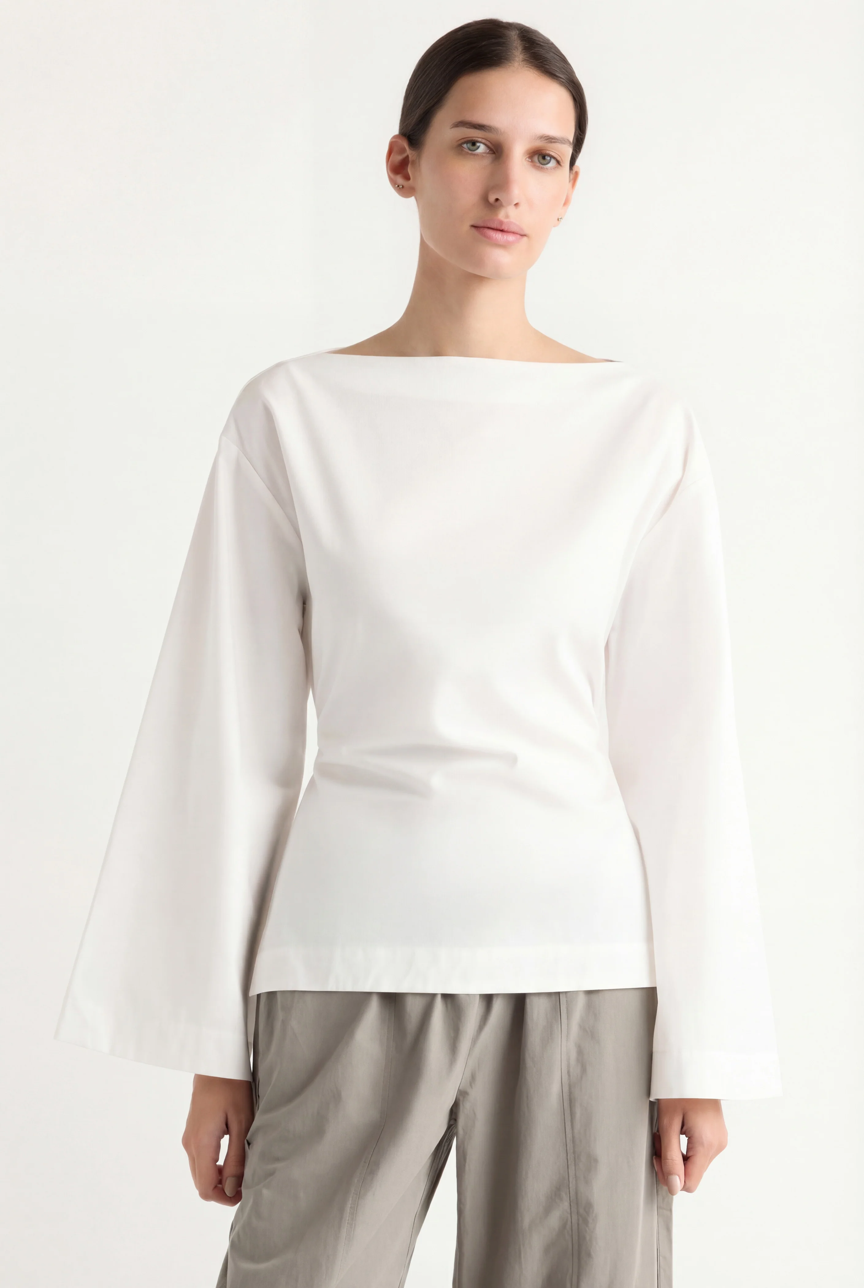 Lilian Sculpted Flare-Sleeve Blouse