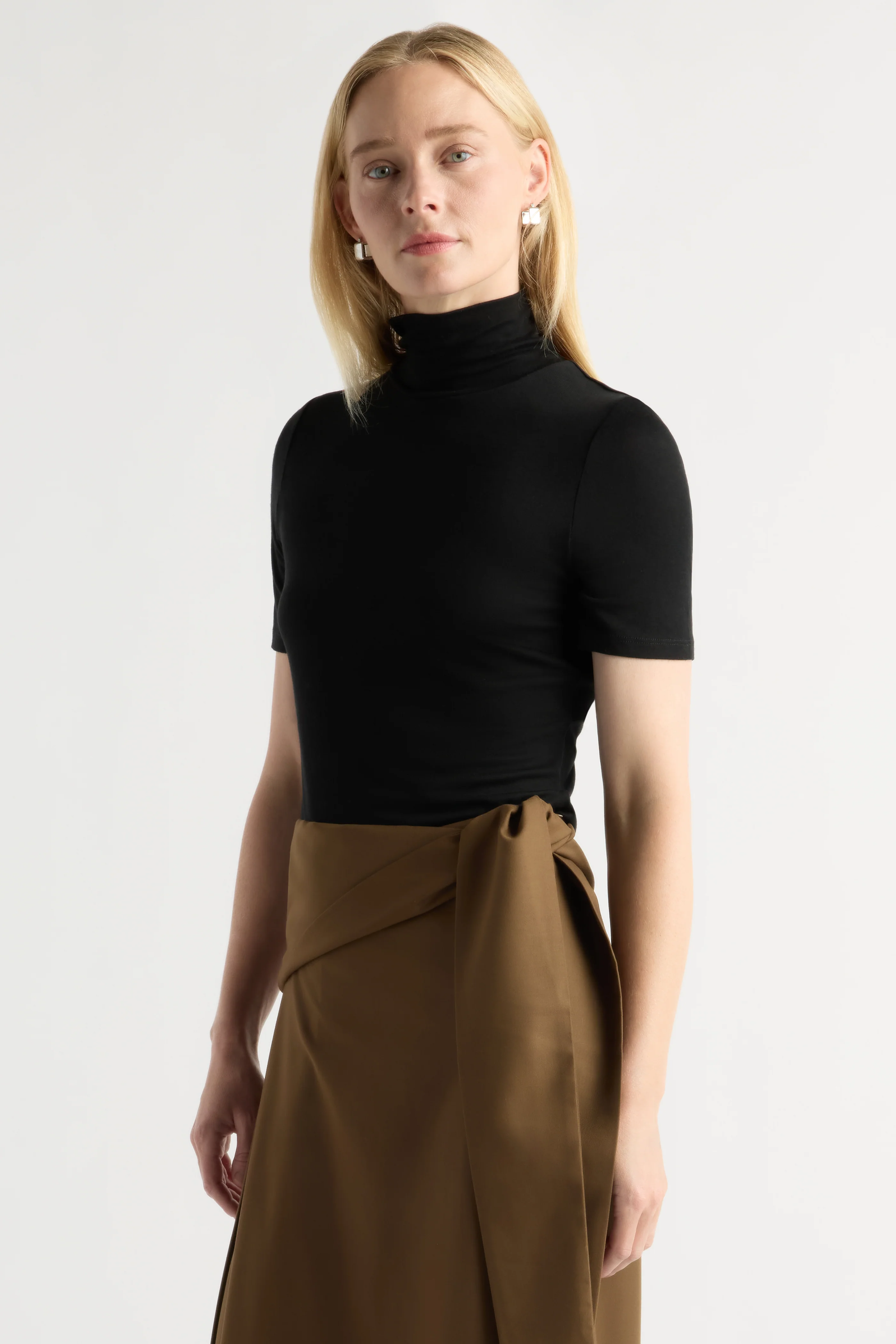 Gianni Mock-Neck Semi-Sheer Tee