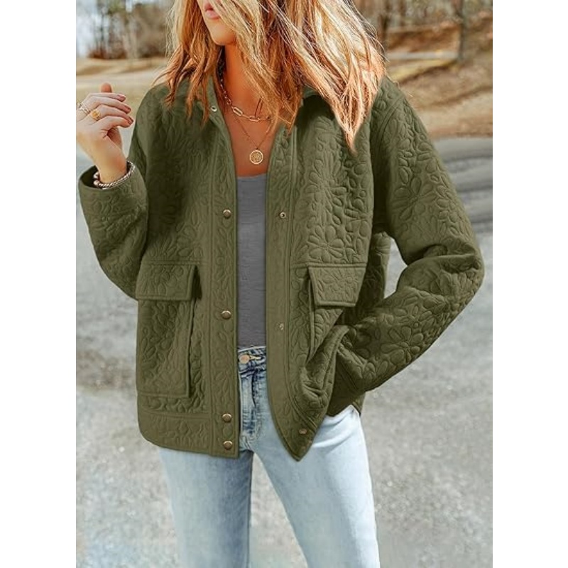 Jackets for Women Casual Long Sleeve Collared Jacquard Coats