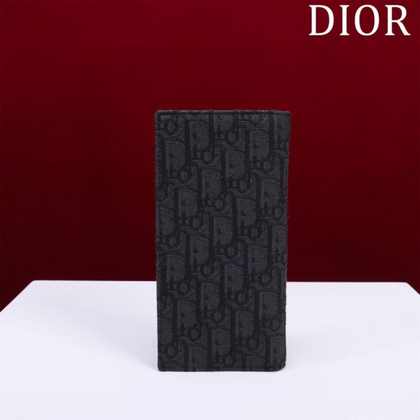 Replica Dior Long Jacquard Wallet Black