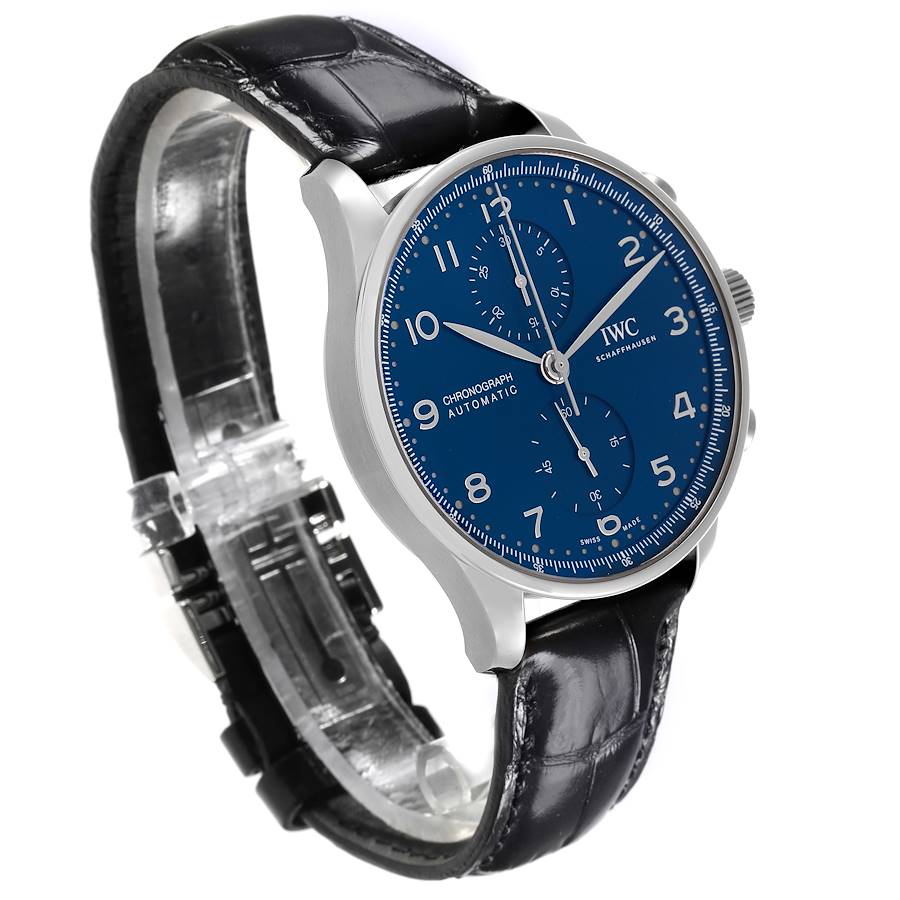 IWC Portugieser Chronograph Steel Blue Dial Mens Watch IW371606