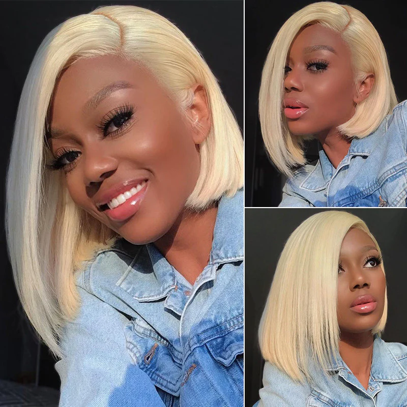 Megalook 6x5 Invisible Knots & 13x4 Lace Frontal 613 Blonde Straight Wigs Realistic Hairline