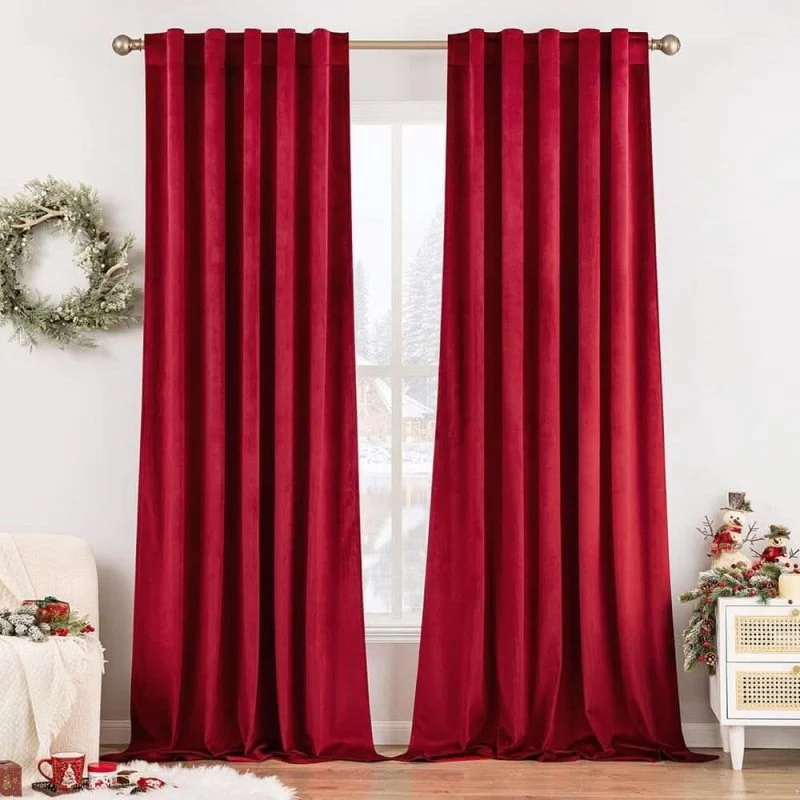 Custom Velvet Luxury Blackout Curtains  (2 Panels) - Back Tab & Rod Pocket