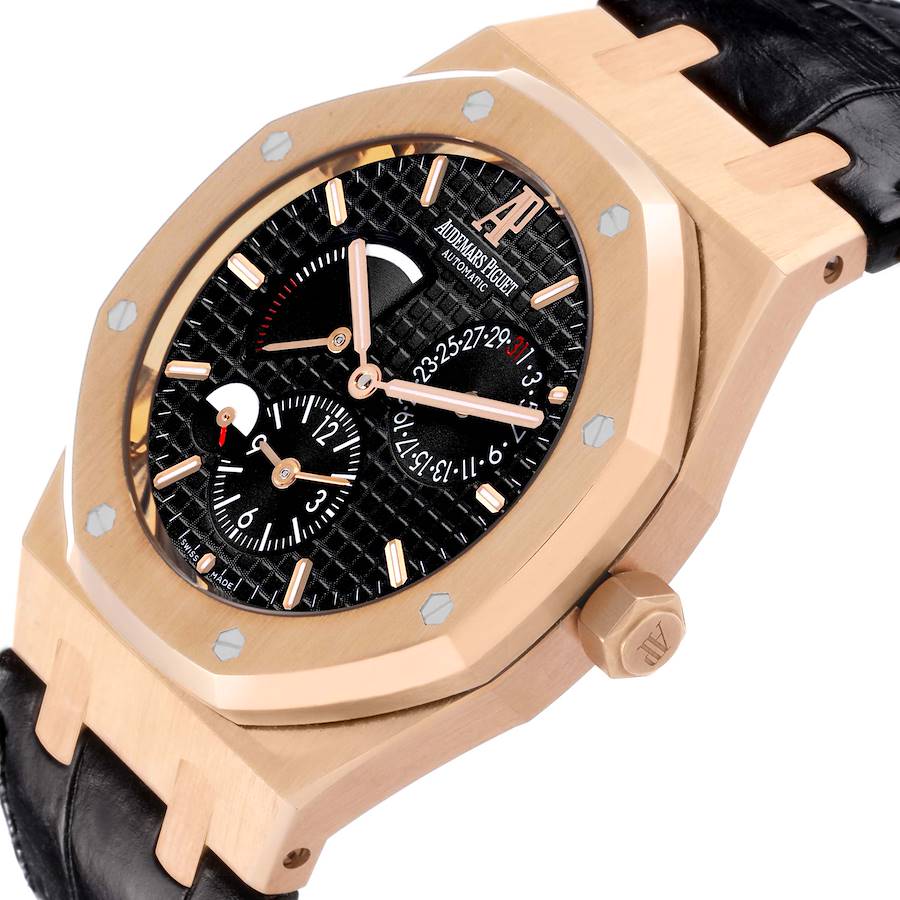 Audemars Piguet Royal Oak Dual Time Rose Gold Mens Watch 26120OR