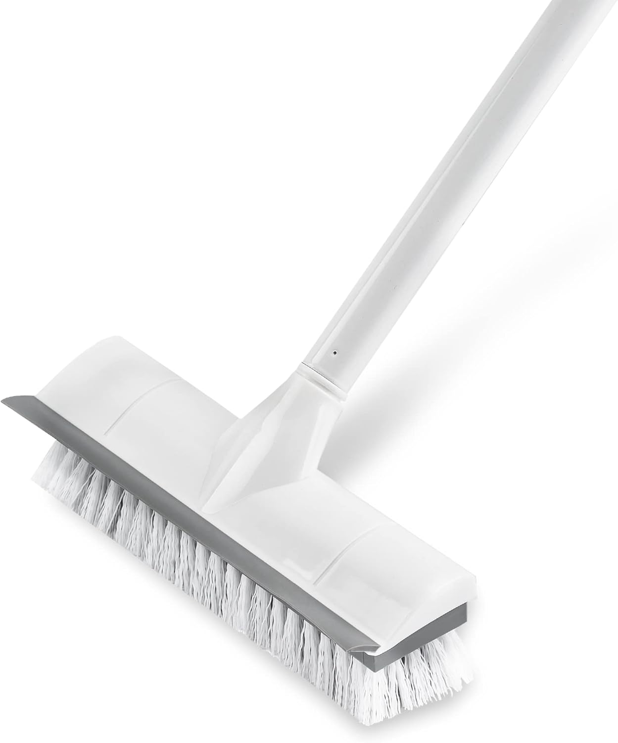 Floor Scrub Brush with Long Handle, 2 in 1 Scrape and Brush, Stiff Bristles for Cleaning Bathroom, Patio, Garage, Kitchen, Deck, Tile
