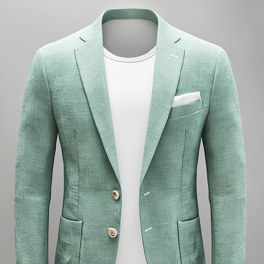 Men's Solid Two Button Patch Pocket Notched Lapel Blazer