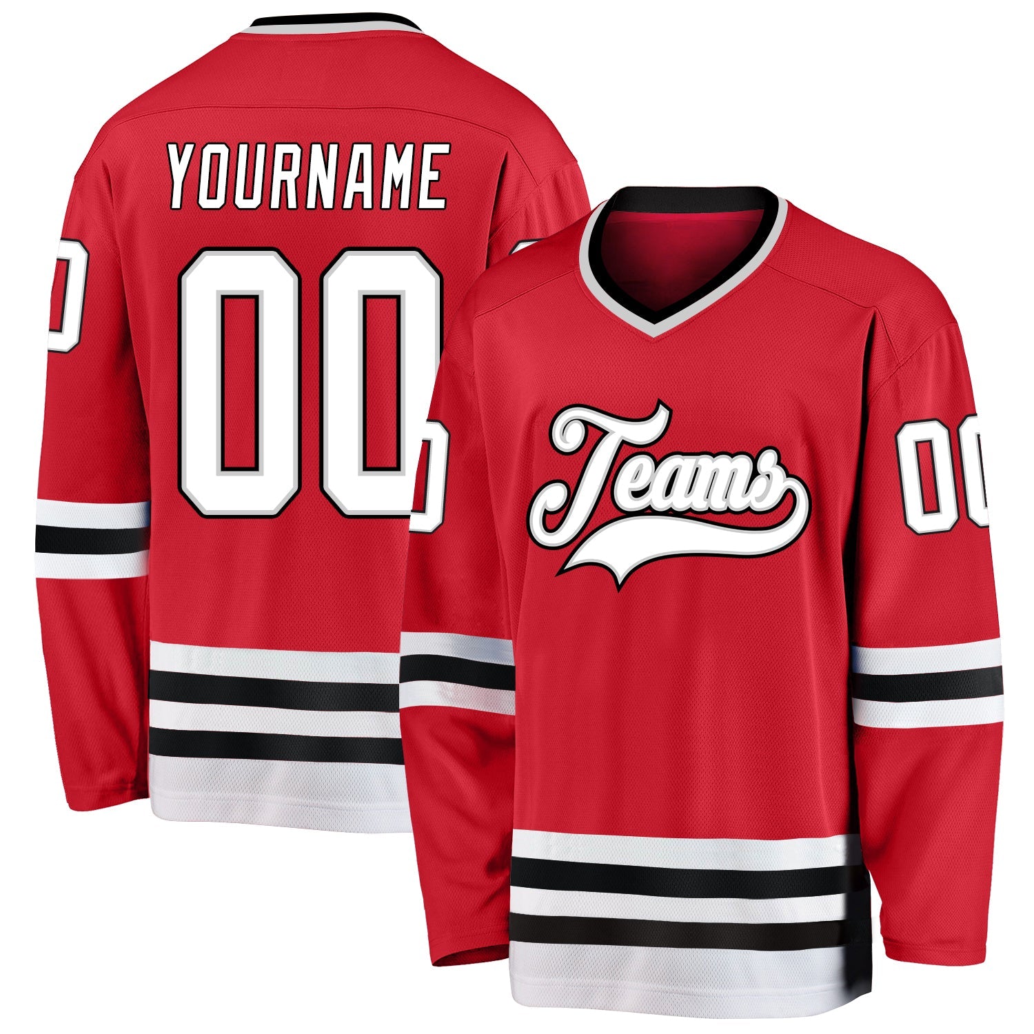 Custom Red White-Gray So Cool Hockey Jersey